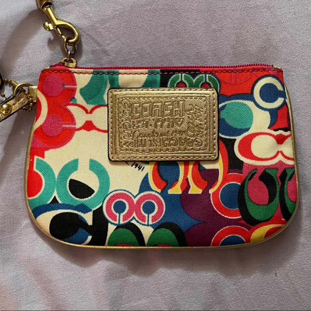 Coach Multicolor Wristlet with Gold Detail